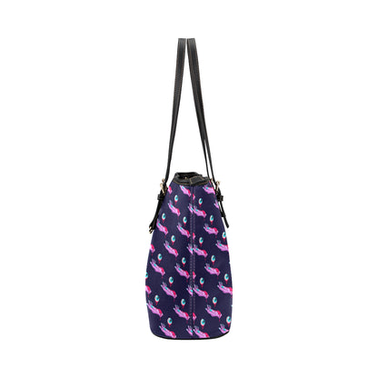 Zombie Pink Hand Design Pattern Print Leather Tote Bag