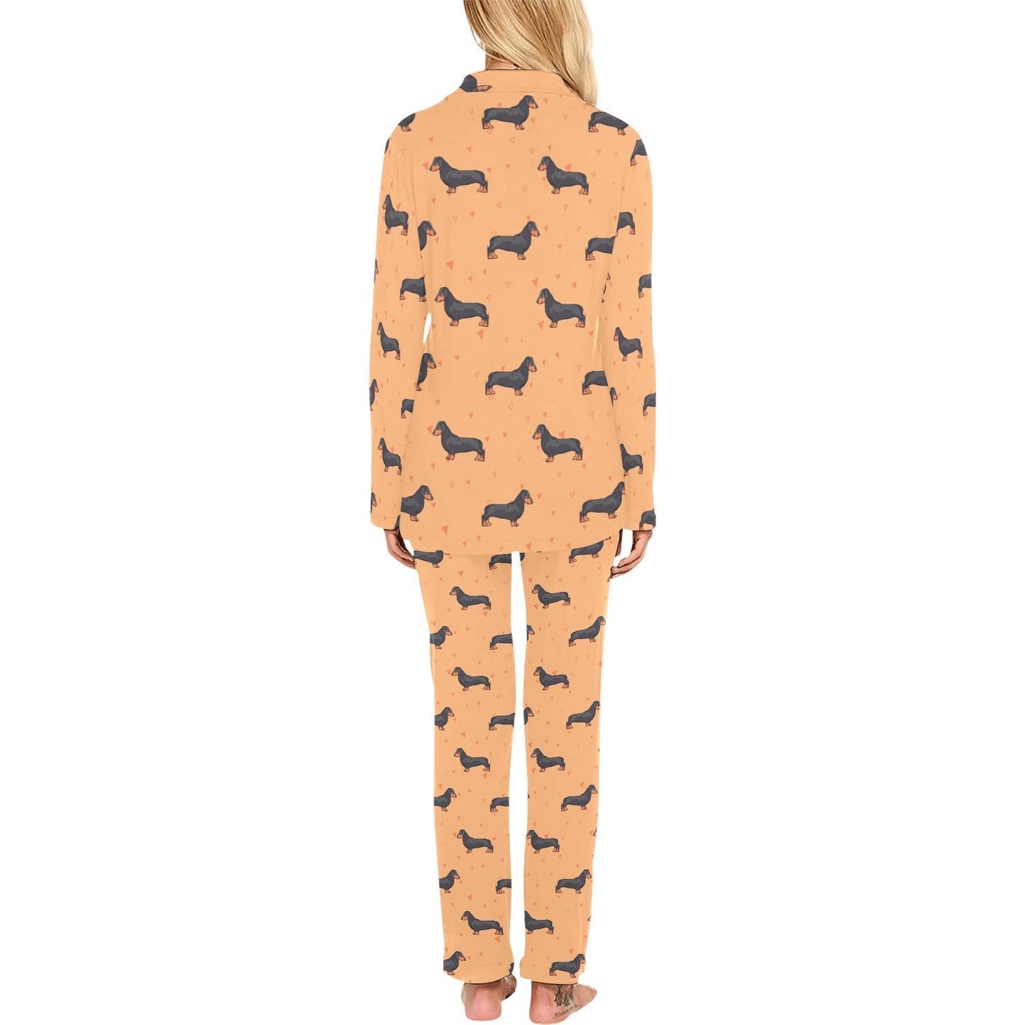 Dachshund Draw Print Pattern Women's Long Pajama Set