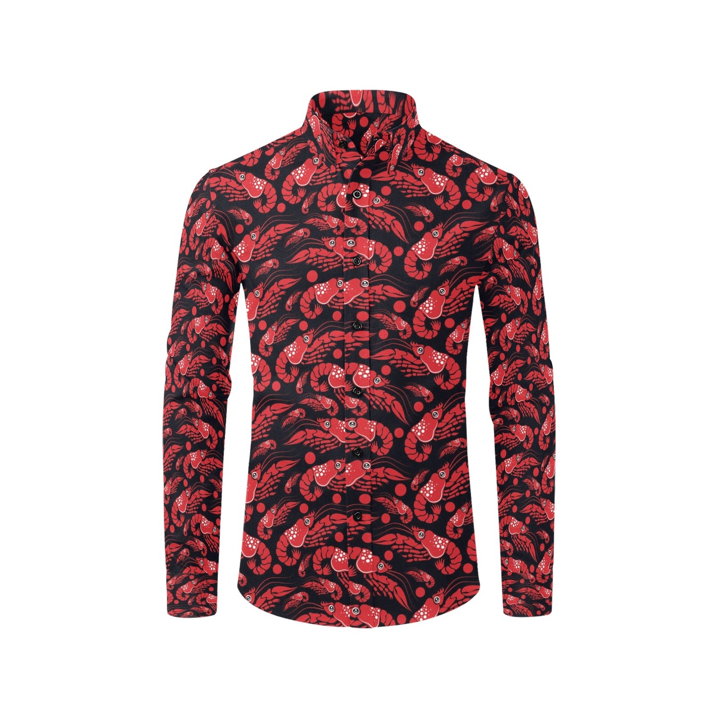 Shrimp Print Design LKS303 Men's Long Sleeve Dress Shirt