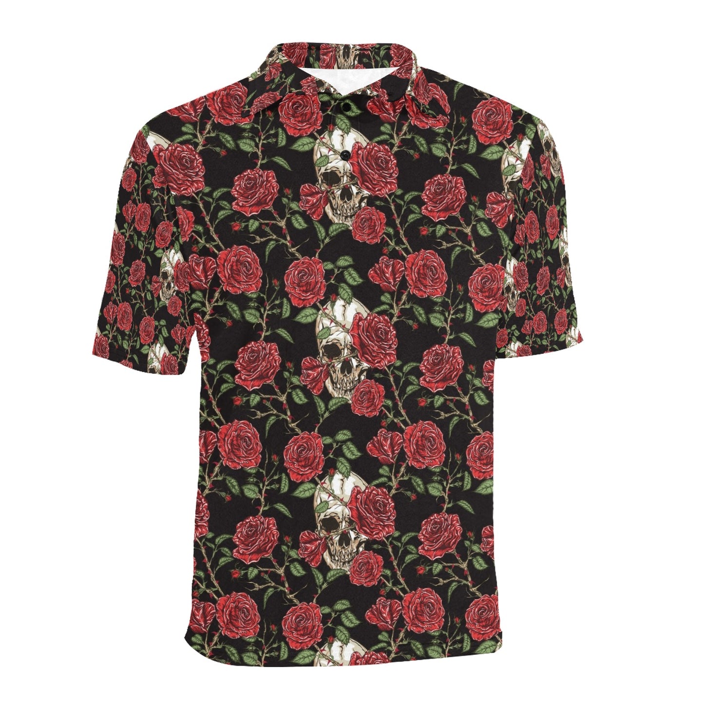 Skull And Roses Print Design LKS303 Men Polo Shirt