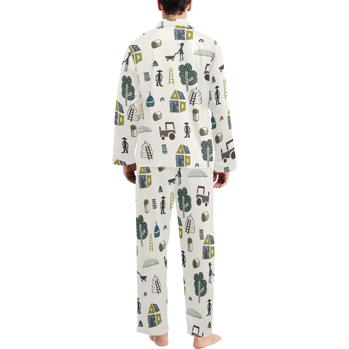 Agricultural Farm Print Design 01 Men's Long Pajama Set