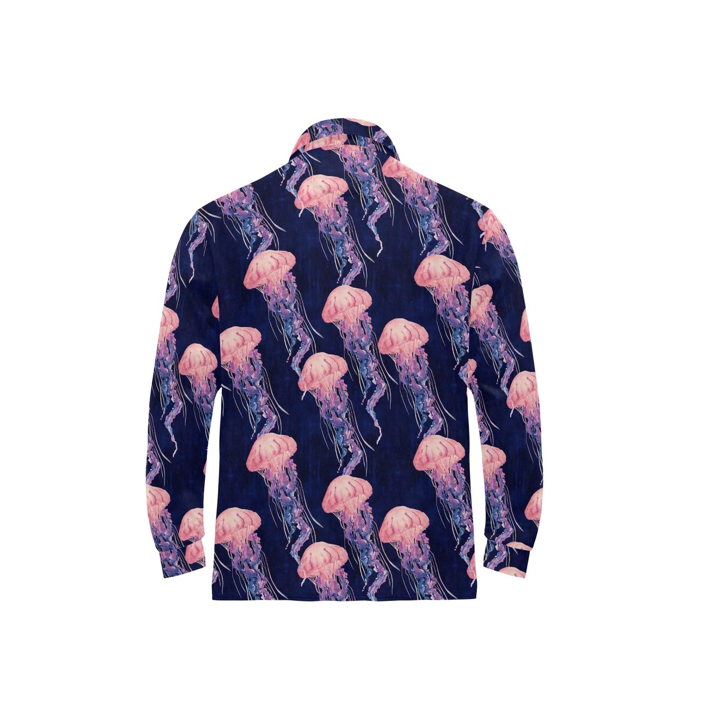 Jellyfish Pattern Print Design 03 Long Sleeve Polo Shirt For Men's