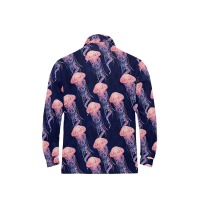 Jellyfish Pattern Print Design 03 Long Sleeve Polo Shirt For Men's