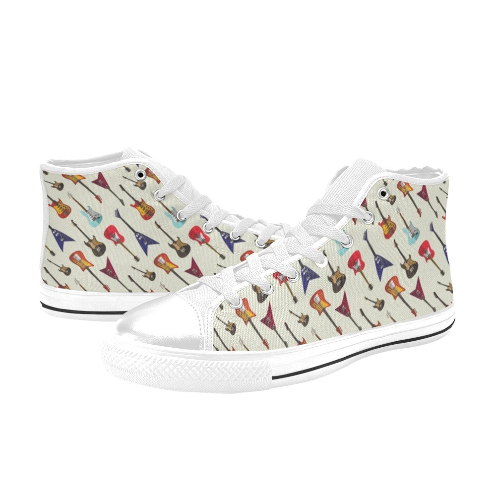 Electric Guitar Print Design LKS404 Men's High Top Canvas Shoes