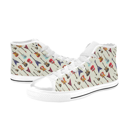 Electric Guitar Print Design LKS404 Men's High Top Canvas Shoes