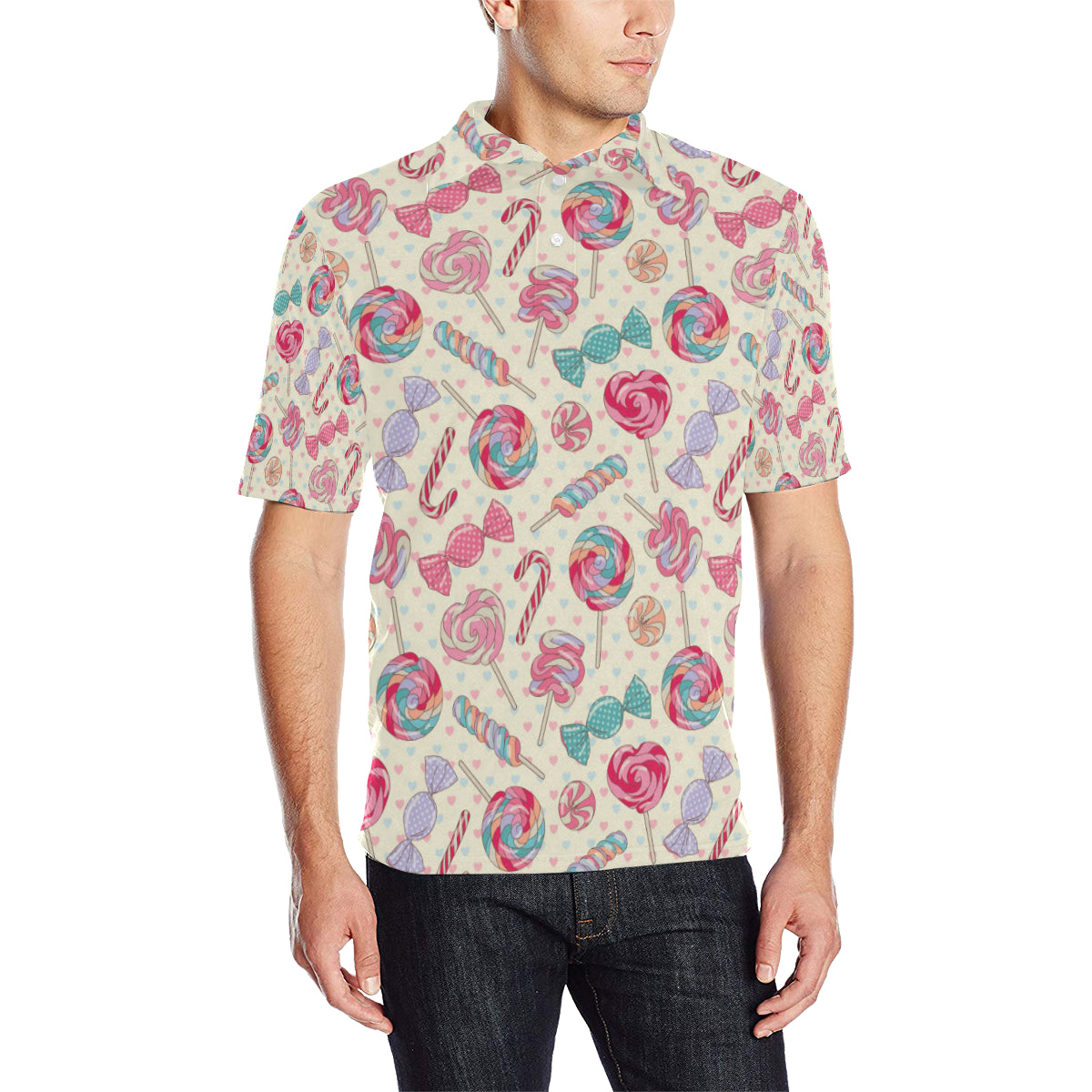 Candy Pattern Print Design CA04 Men Polo Shirt