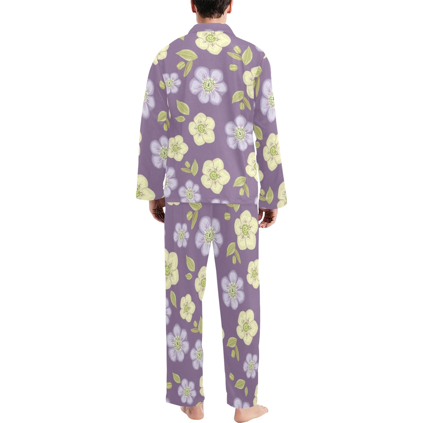 Anemone Pattern Print Design AM013 Men's Long Pajama Set
