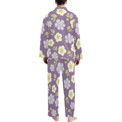 Anemone Pattern Print Design AM013 Men's Long Pajama Set