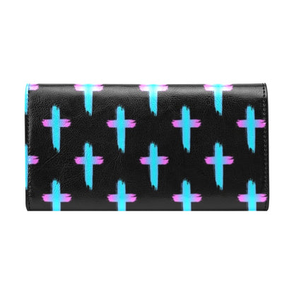 Christian Cross neon Pattern Women's Trifold Wallet