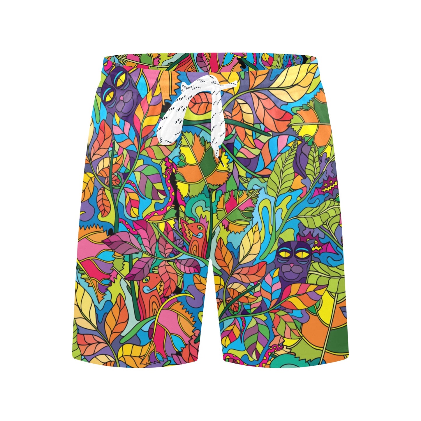 Psychedelic Trippy Flower Print Men's Swim Trunks Beach Shorts