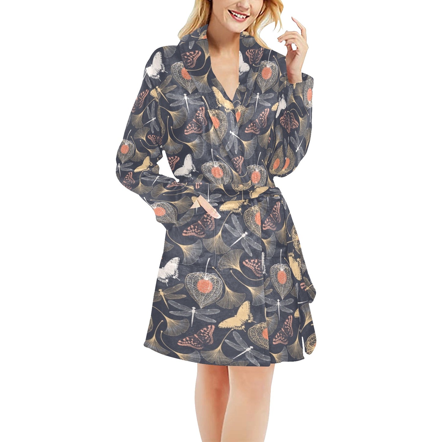 Dragonfly Print Design LKS404 Women's Fleece Robe