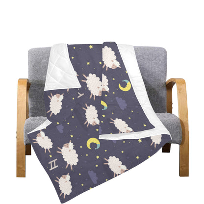 Sheep Night Pattern Print Design 02 Premium Quilt