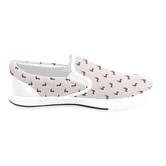 Siberian Huskies Print Design LKS301 White Slip Ons Canvas Women's Shoes