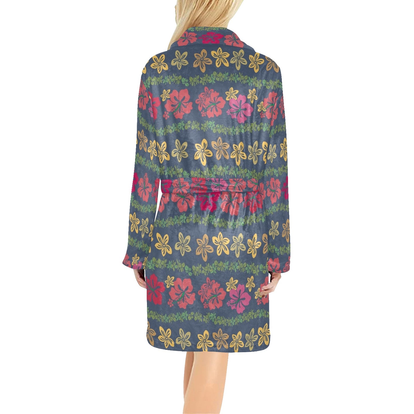 Hawaiian Themed Pattern Print Design H018 Women's Fleece Robe