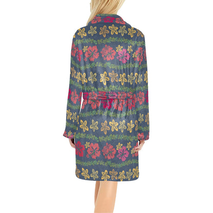 Hawaiian Themed Pattern Print Design H018 Women's Fleece Robe
