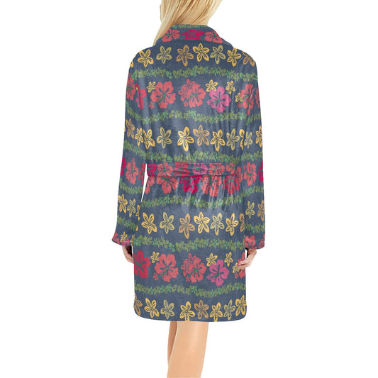 Hawaiian Themed Pattern Print Design H018 Women's Fleece Robe