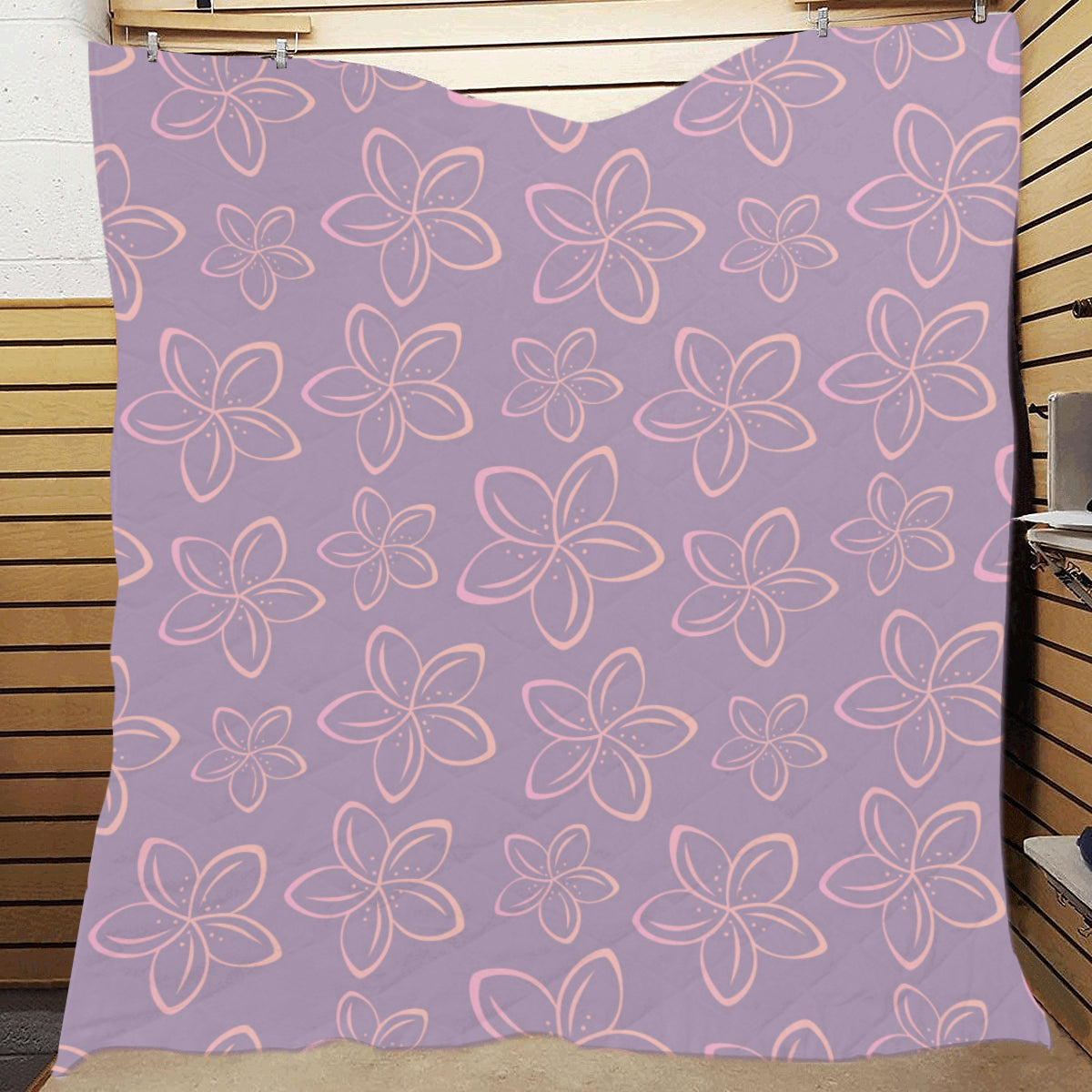 Plumeria Pattern Print Design A01 Premium Quilt