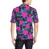 Neon Pink Hibiscus Pattern Print Design HB015 Men Polo Shirt