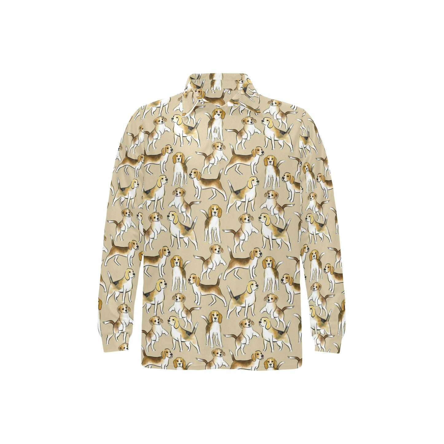 Beagle Pattern Print Design 04 Long Sleeve Polo Shirt For Men's