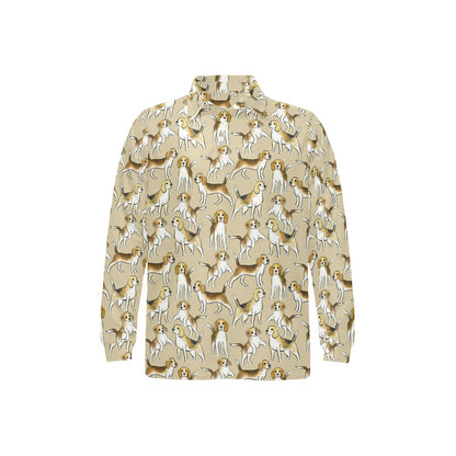 Beagle Pattern Print Design 04 Long Sleeve Polo Shirt For Men's