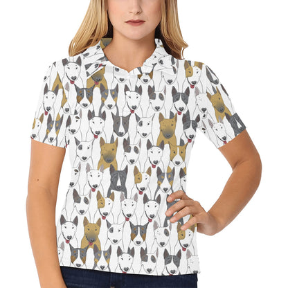 Bull Terriers Pattern Print Design 03 Women's Polo Shirt