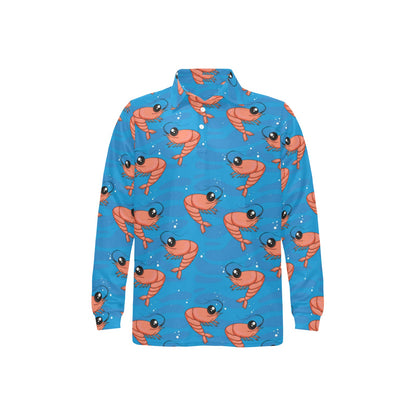 Prawn Cute Pattern Print Design 03 Long Sleeve Polo Shirt For Men's