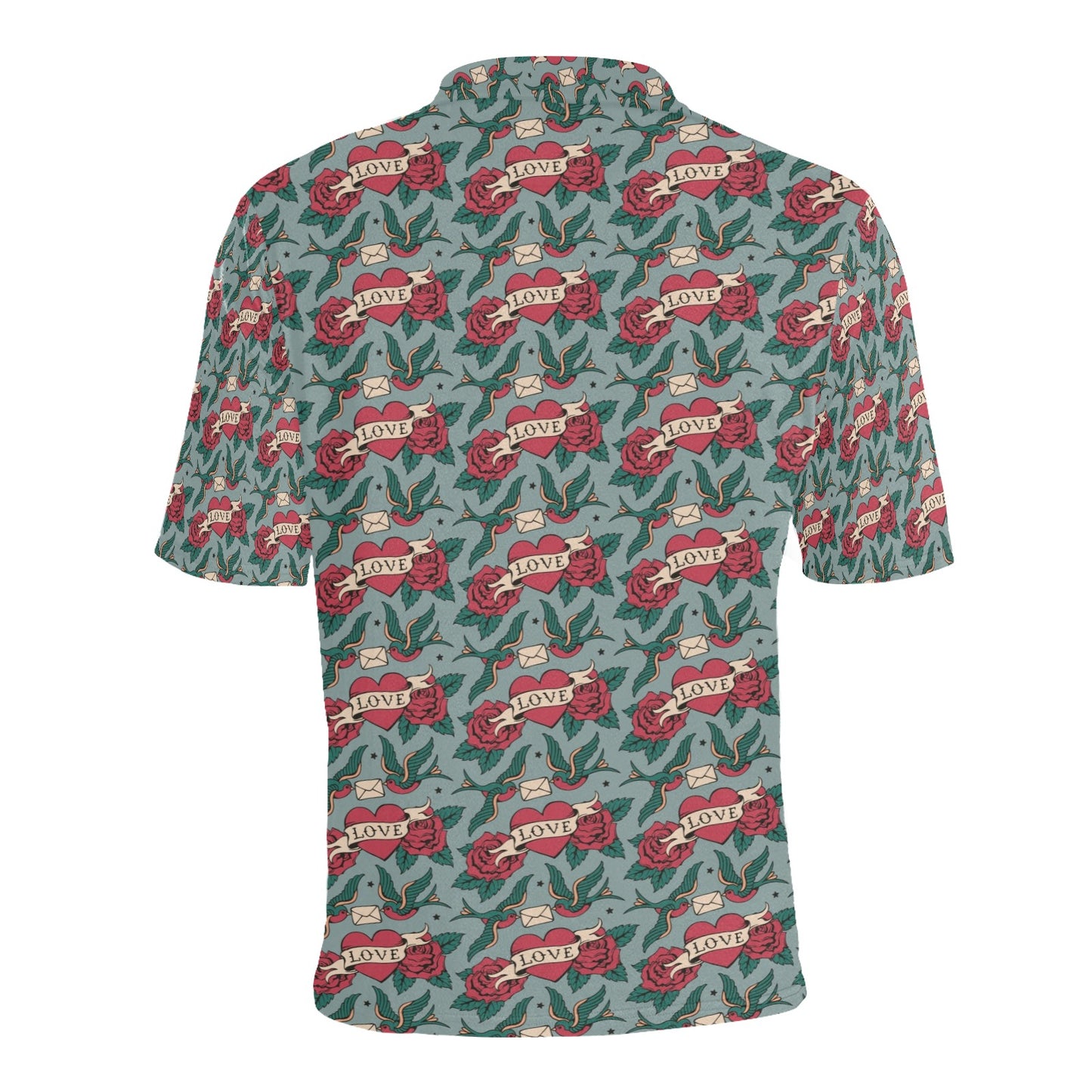 Tattoo Heart Print Design LKS301 Men Polo Shirt