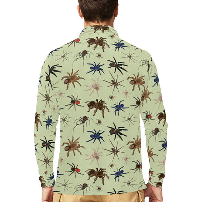 Tarantula Pattern Print Design 02 Long Sleeve Polo Shirt For Men's