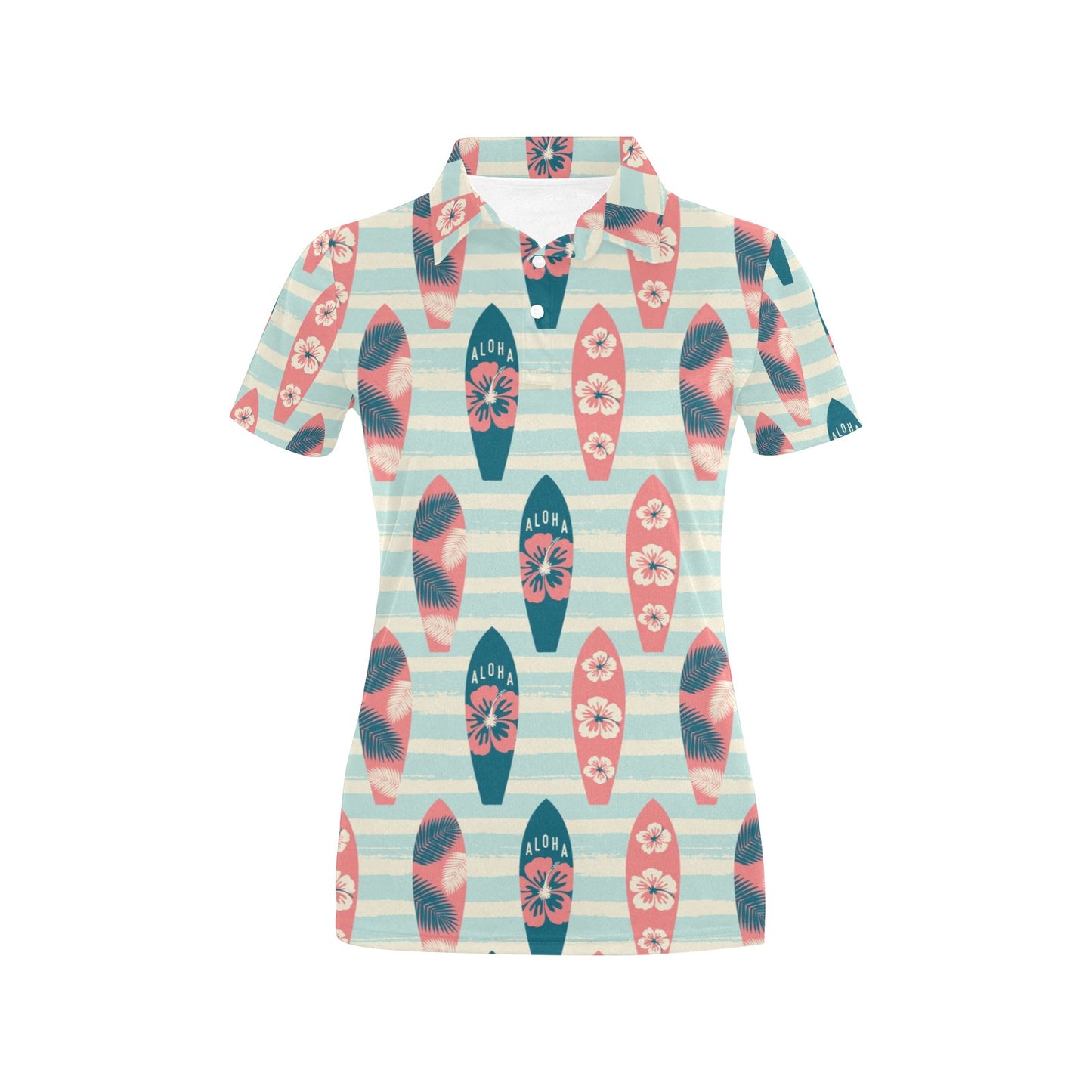 Aloha Hawaii Surfboard Pattern Print Design 02 Women's Polo Shirt