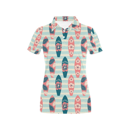 Aloha Hawaii Surfboard Pattern Print Design 02 Women's Polo Shirt
