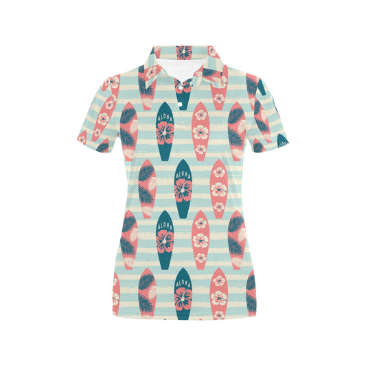 Aloha Hawaii Surfboard Pattern Print Design 02 Women's Polo Shirt