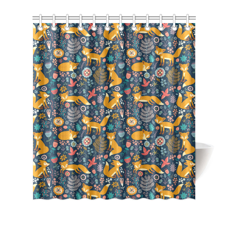 Fox Cute Jungle Print Pattern Shower Curtain