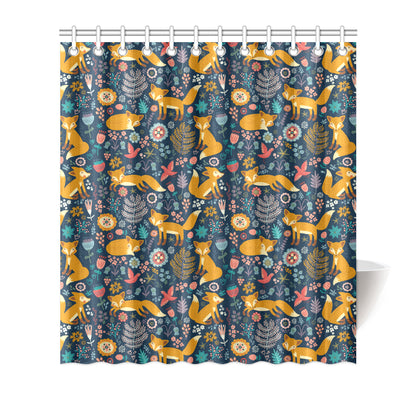 Fox Cute Jungle Print Pattern Shower Curtain