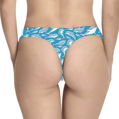 Dolphin Cute Print Pattern Women's Thongs
