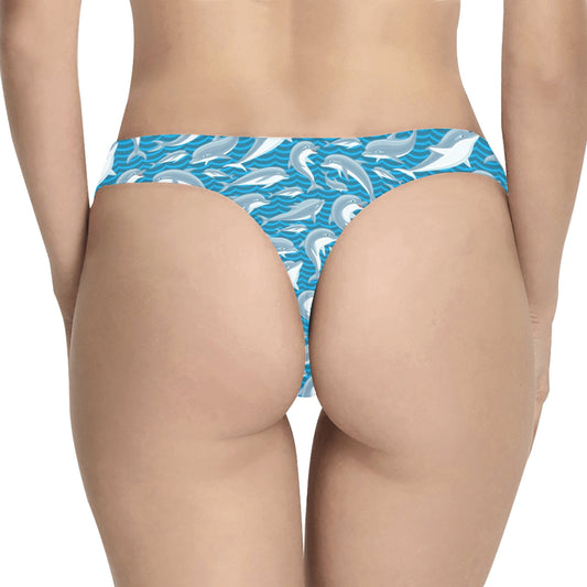 Dolphin Cute Print Pattern Women's Thongs