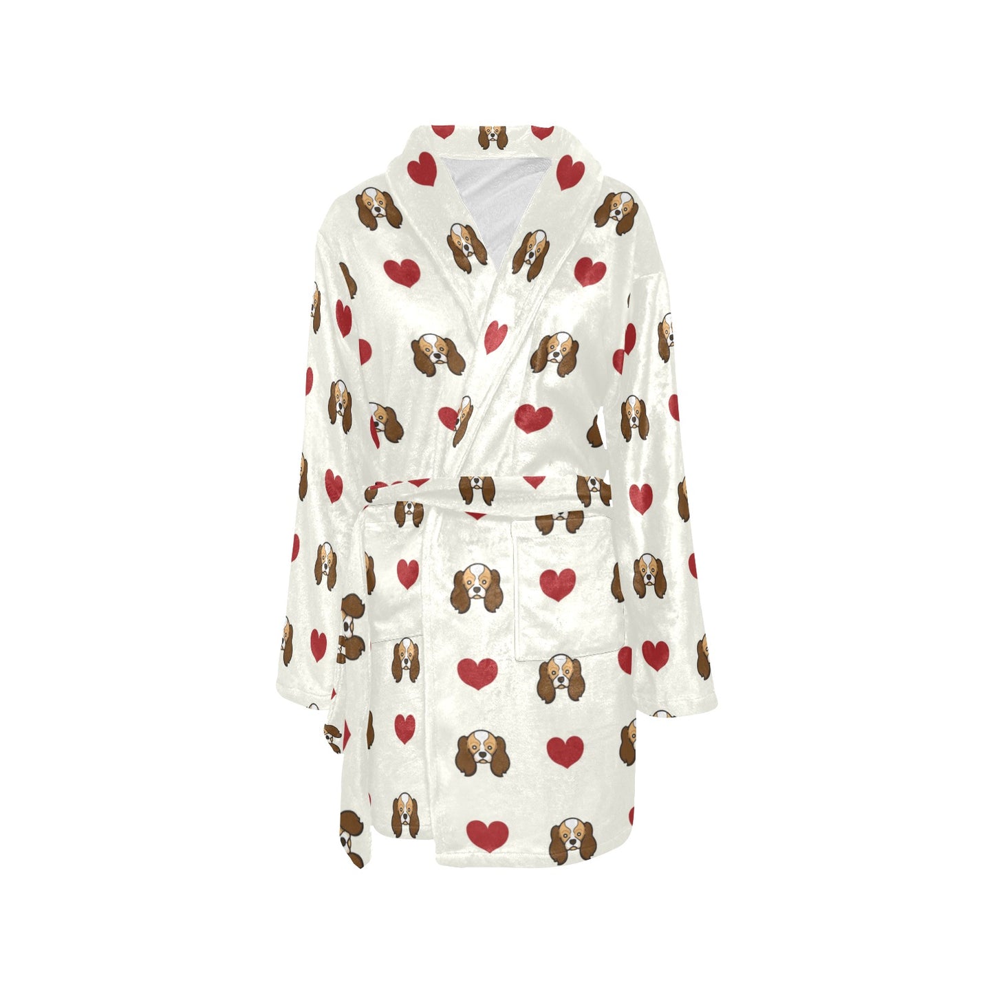 Cavalier King Charles Spaniels Pattern Print Design 01 Women's Fleece Robe