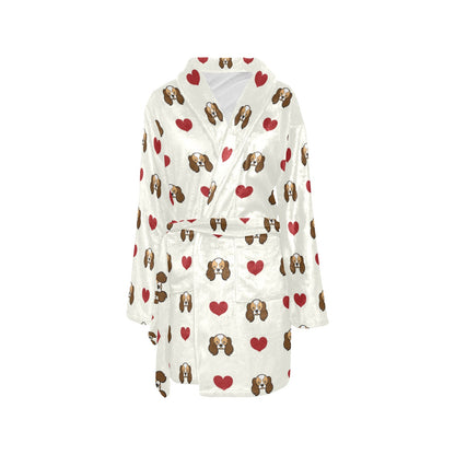 Cavalier King Charles Spaniels Pattern Print Design 01 Women's Fleece Robe