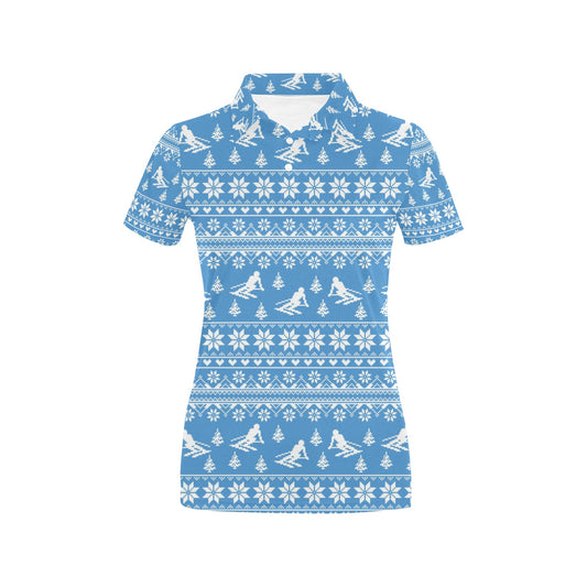 Ski Knit Pattern Print Design LKS302 Women's Polo Shirt