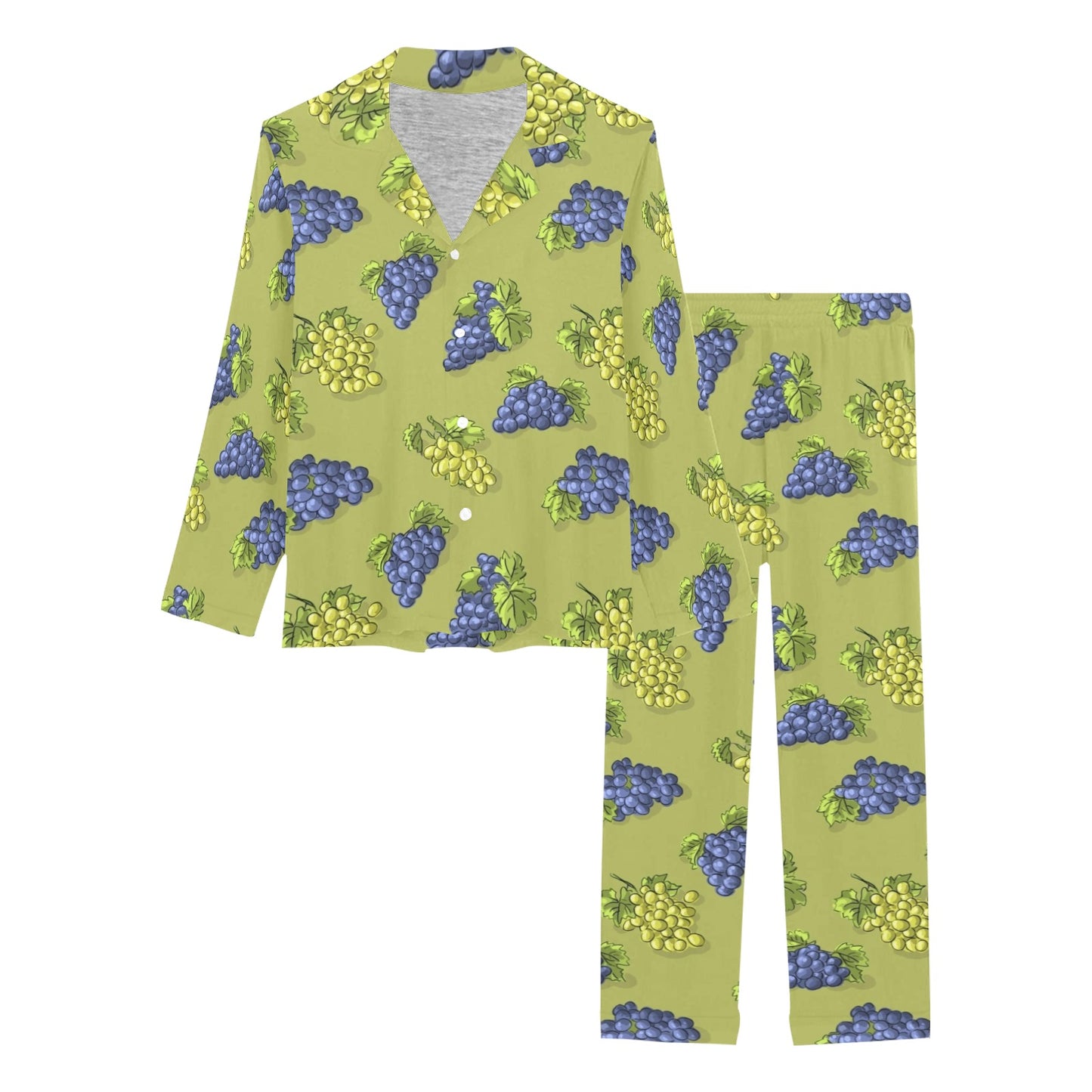 Grape Pattern Print Design GP08 Women's Long Pajama Set