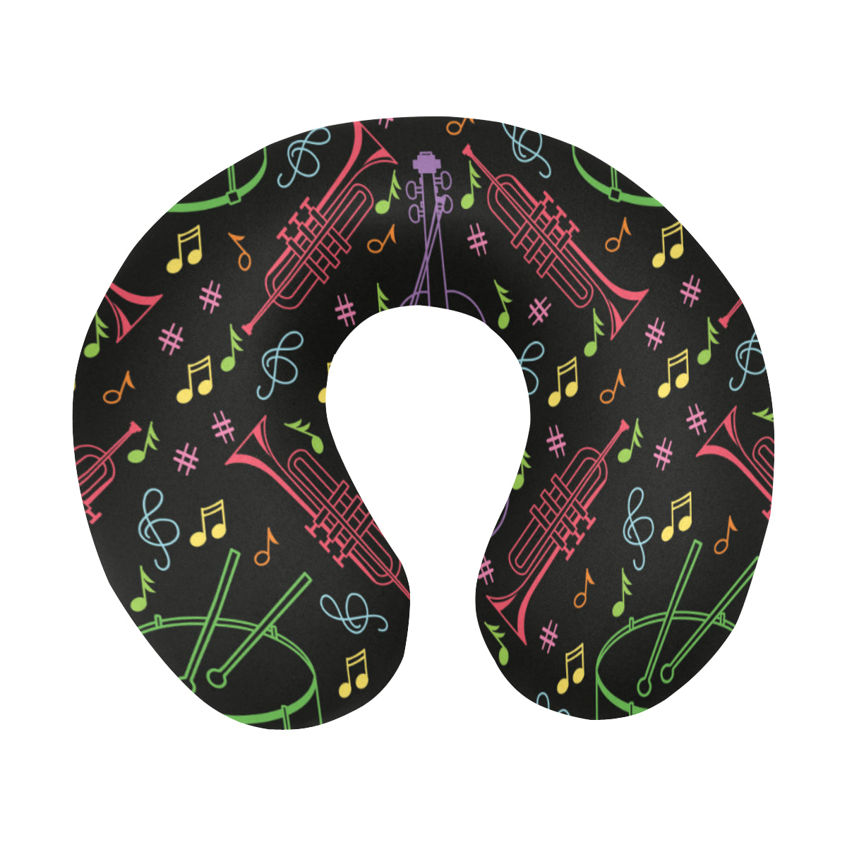 Cello Neon Pattern Print Design 02 U-Shaped Travel Neck Pillow