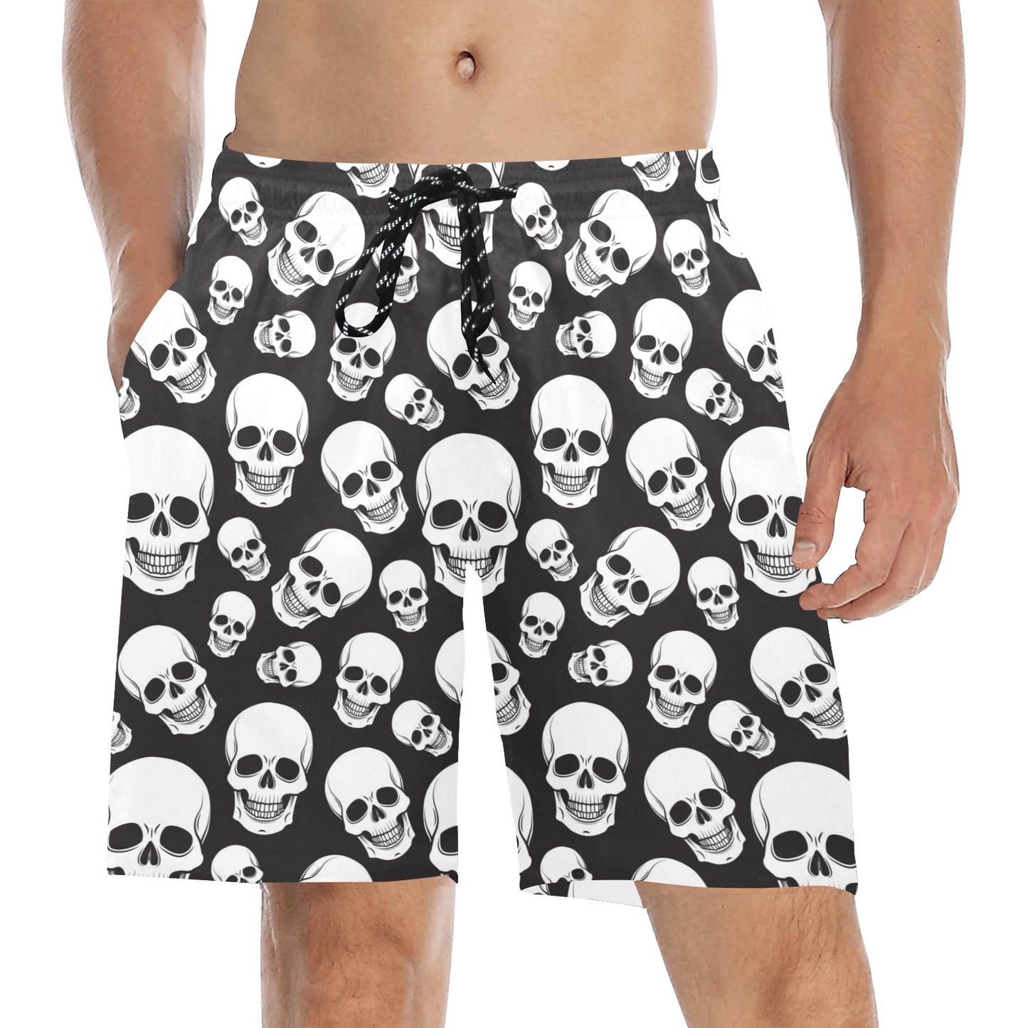 Skull Print Design LKS301 Men's Swim Trunks Beach Shorts