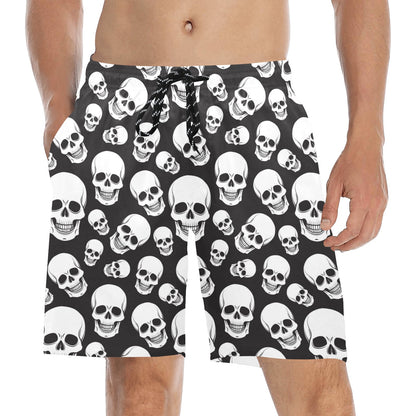 Skull Print Design LKS301 Men's Swim Trunks Beach Shorts