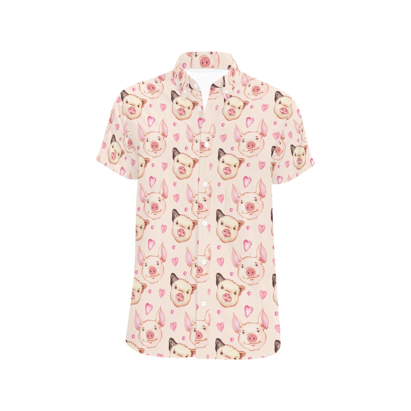 Pig Print Design LKS406 Men Short Sleeve Button Up Shirt