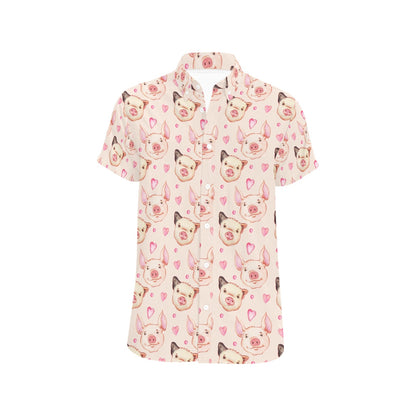 Pig Print Design LKS406 Men Short Sleeve Button Up Shirt