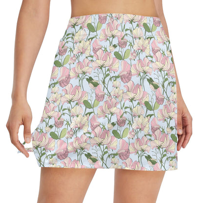 Sweet Pea Print Design LKS304 17" Golf & Pickleball Skort with Pockets