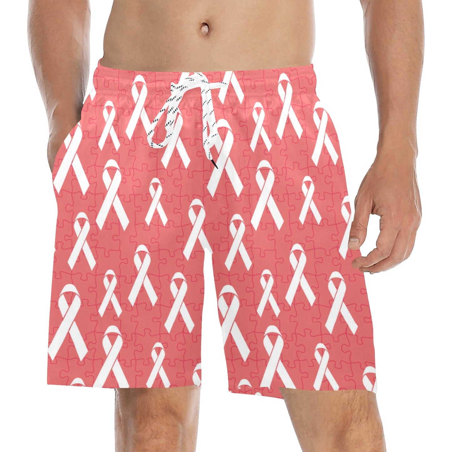 Autism Awareness Ribbon Design Print Men's Swim Trunks Beach Shorts