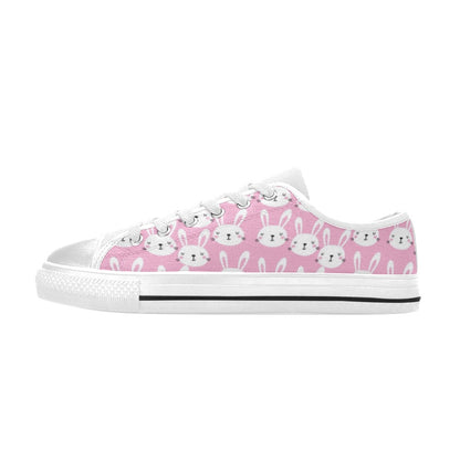 Rabbit Print Design LKS401 Women's White Low Top Shoes