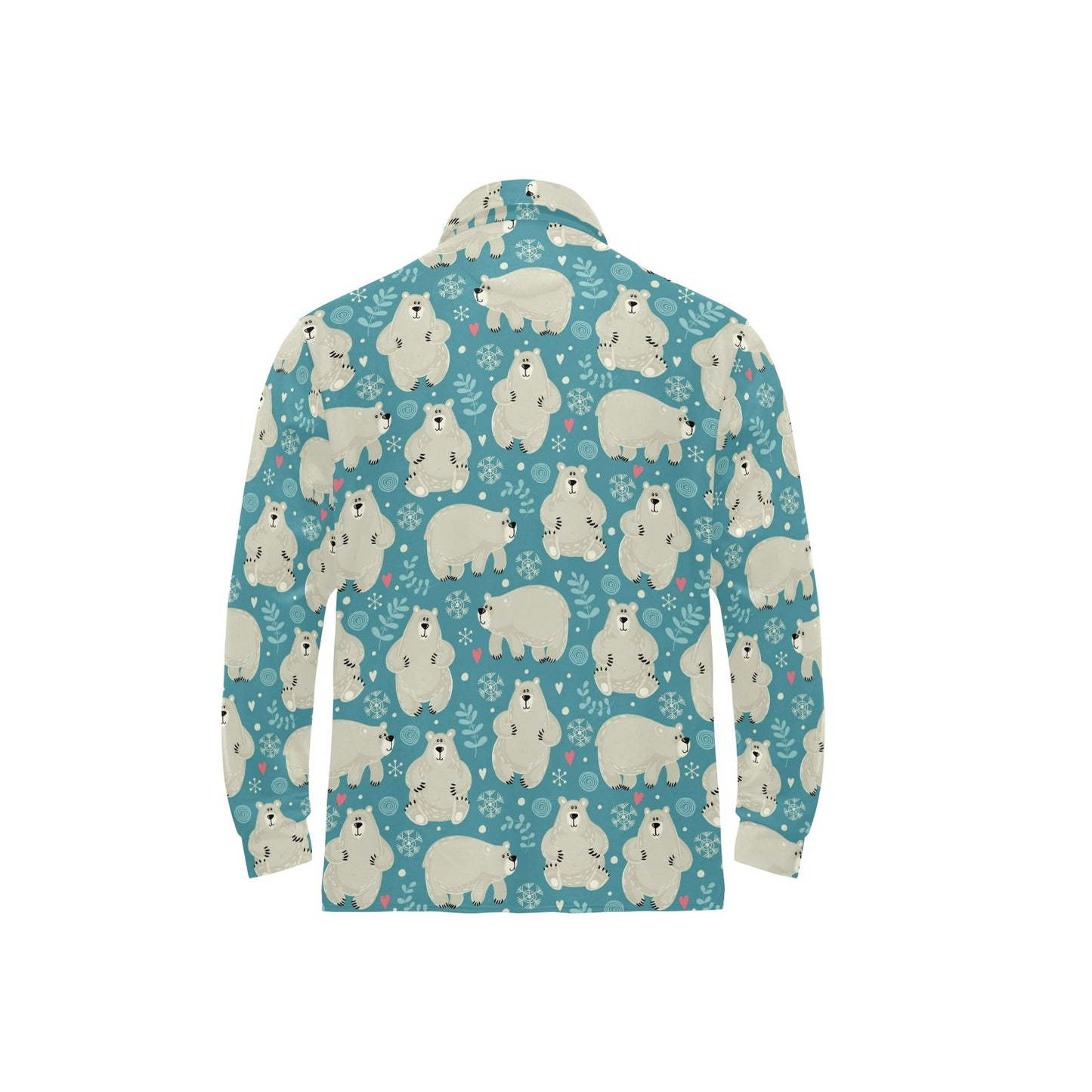 Bear Pattern Print Design BE04 Long Sleeve Polo Shirt For Men's