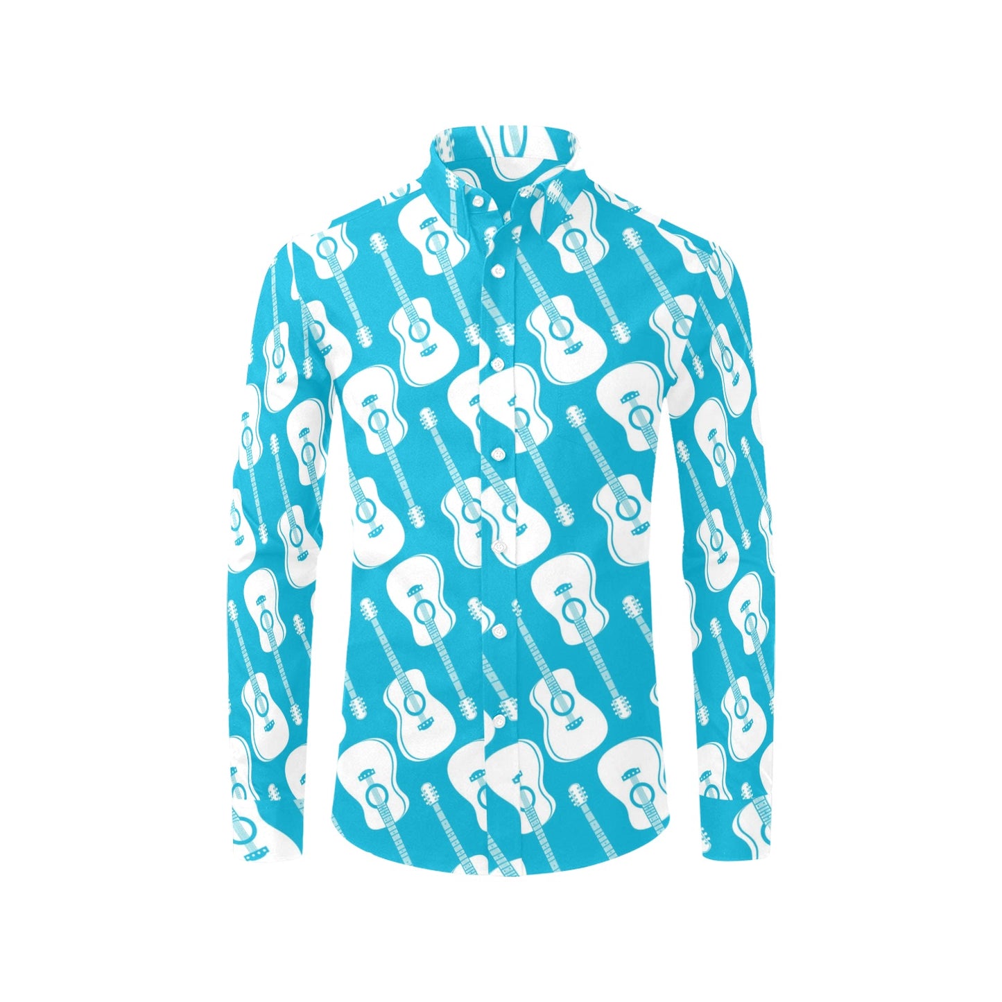 Acoustic Guitar Print Design LKS404 Men's Long Sleeve Dress Shirt