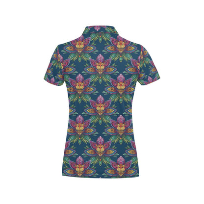 lotus Boho Pattern Print Design LO04 Women's Polo Shirt
